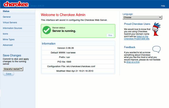 The cherokee-admin web server administration interface running on an Ubuntu Linux 10.04 LTS (Lucid) Linode. The cherokee-admin web server administration interface running on an Ubuntu Linux 10.04 LTS (Lucid) Linode.