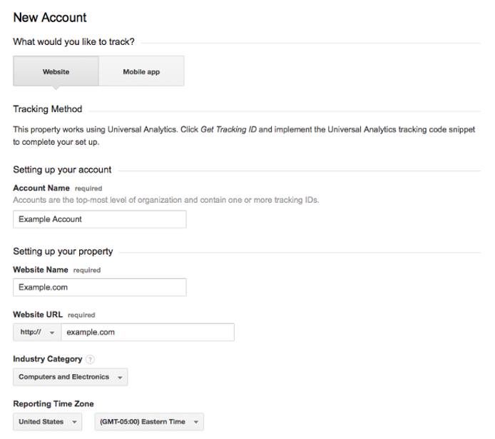 Google Analytics account creation Google Analytics account creation