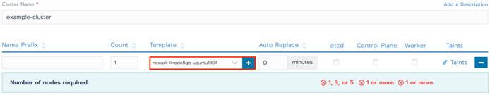 Rancher Add Cluster form - Add Node Template button highlighted