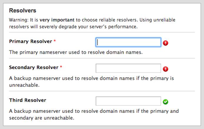 cPanel DNS resolver entries.