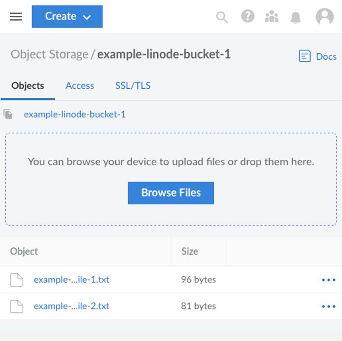 Objects reflected in Linode Object Storage bucket Objects reflected in Linode Object Storage bucket
