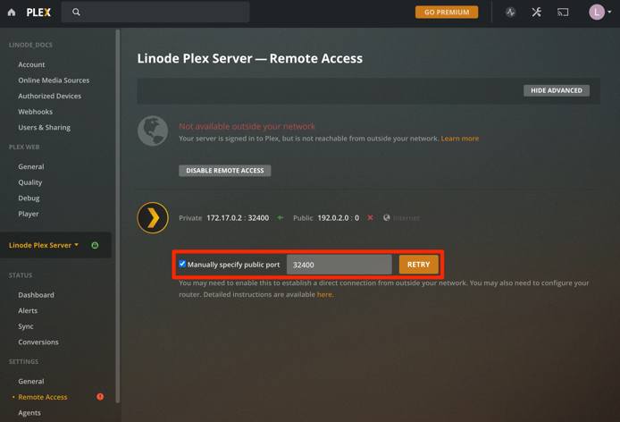 Enable Plex Server Remote Access. Enable Plex Server Remote Access