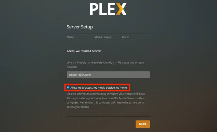 Plex Server Setup - Name. Plex Server Setup - Name