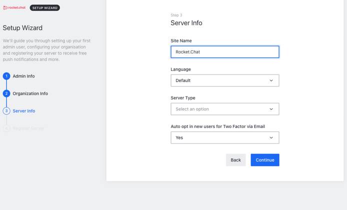 Rocket.Chat Step 3 Rocket.Chat Step 3